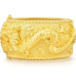 Chinese Wedding Collection 999.9 24K Solid Gold Price-by-Weight Gold Dragon and Phoenix Bangle for Women and Wedding Occasion...