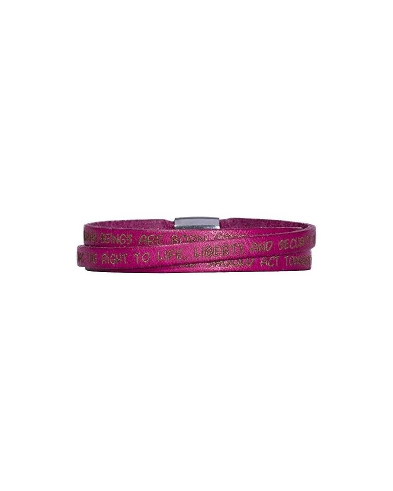 Human Rights Leather Bracelet BR1 Engraved Human Rights Fuchsia 60.0 Centimeters $21.60 Bracelets