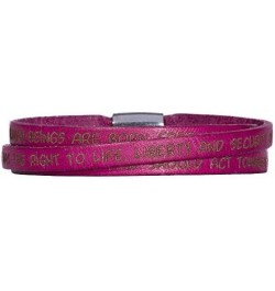 Human Rights Leather Bracelet BR1 Engraved Human Rights Fuchsia 60.0 Centimeters $21.60 Bracelets