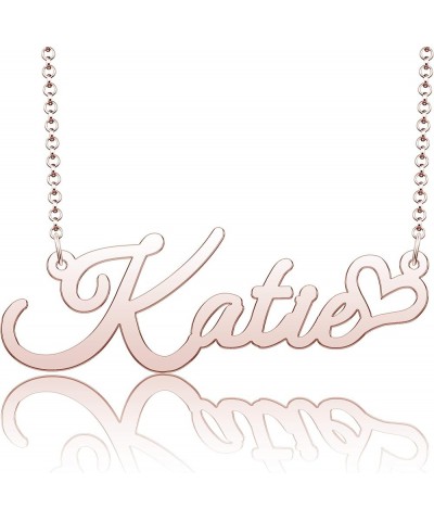 Personalized Name Necklace Heart Symbol Copper Jewelry for Girls Name Necklace for Women Gold Name Necklace Katie-Rose Gold $...