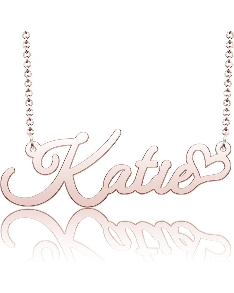 Personalized Name Necklace Heart Symbol Copper Jewelry for Girls Name Necklace for Women Gold Name Necklace Katie-Rose Gold $...