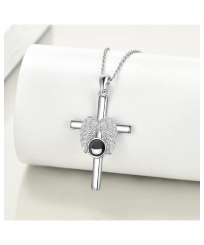 Angel Wings Neckalce Sterling Silver Cross Angel Wings Jewelry Angel Wings Gifts for Women Teens 2-100 Language I Love You $1...