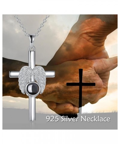 Angel Wings Neckalce Sterling Silver Cross Angel Wings Jewelry Angel Wings Gifts for Women Teens 2-100 Language I Love You $1...