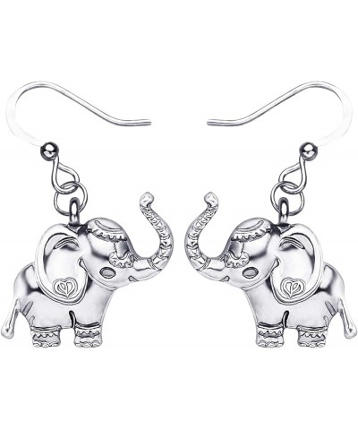 Cute Enamel Elephant Gifts Elephant Earrings Dangle Jewelry for Women Teens Girls Grey $8.31 Earrings