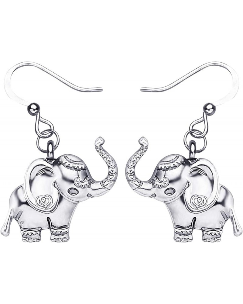 Cute Enamel Elephant Gifts Elephant Earrings Dangle Jewelry for Women Teens Girls Grey $8.31 Earrings