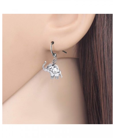 Cute Enamel Elephant Gifts Elephant Earrings Dangle Jewelry for Women Teens Girls Grey $8.31 Earrings