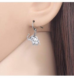 Cute Enamel Elephant Gifts Elephant Earrings Dangle Jewelry for Women Teens Girls Grey $8.31 Earrings