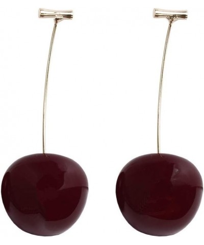 3D Cherry Dangle Earrings vivid Fruit Sweet Jewelry for Women Girls Deep Red $6.48 Earrings