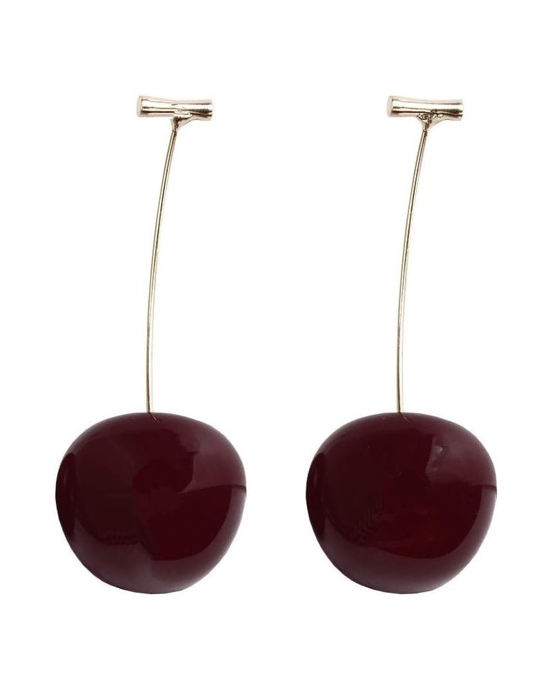 3D Cherry Dangle Earrings vivid Fruit Sweet Jewelry for Women Girls Deep Red $6.48 Earrings