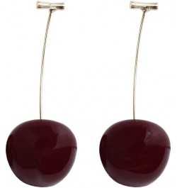 3D Cherry Dangle Earrings vivid Fruit Sweet Jewelry for Women Girls Deep Red $6.48 Earrings