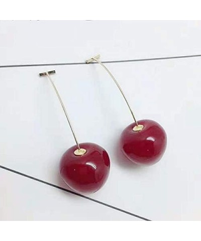 3D Cherry Dangle Earrings vivid Fruit Sweet Jewelry for Women Girls Deep Red $6.48 Earrings