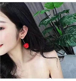 3D Cherry Dangle Earrings vivid Fruit Sweet Jewelry for Women Girls Deep Red $6.48 Earrings