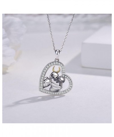 Skeleton Necklace Sterling Silver Skeleton Lover Pendant Necklace Skull Gothic Jewelry for Women Men Silver $23.50 Necklaces