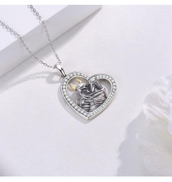 Skeleton Necklace Sterling Silver Skeleton Lover Pendant Necklace Skull Gothic Jewelry for Women Men Silver $23.50 Necklaces