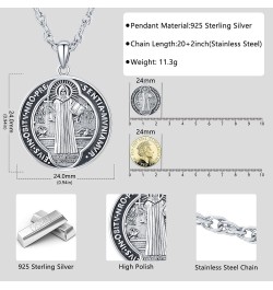 S925 Sterling Silver St Michael/St Christopher/St Benedict/St Jesus Medal Necklace for Men Women Archangel Raguel/Uriel Prote...