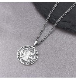 S925 Sterling Silver St Michael/St Christopher/St Benedict/St Jesus Medal Necklace for Men Women Archangel Raguel/Uriel Prote...