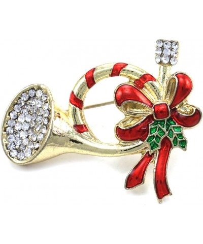 Merry Christmas Jewelry Poinsettia Flower Tree Candy Cane Charm Brooch Pin Trumpet $9.35 Brooches & Pins