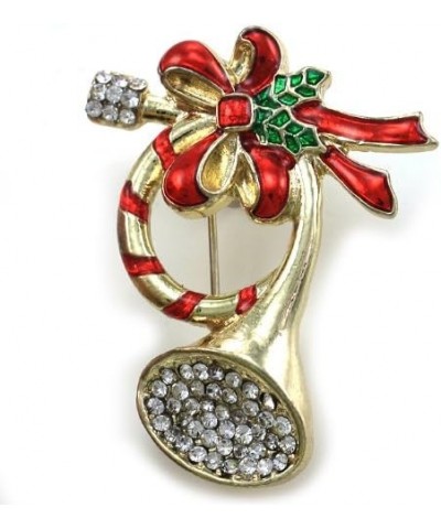 Merry Christmas Jewelry Poinsettia Flower Tree Candy Cane Charm Brooch Pin Trumpet $9.35 Brooches & Pins