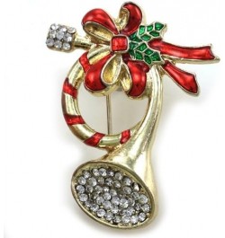 Merry Christmas Jewelry Poinsettia Flower Tree Candy Cane Charm Brooch Pin Trumpet $9.35 Brooches & Pins