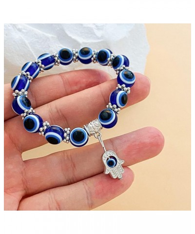 4Pcs Evil Eye Beaded Bracelet Blue Turkish Lucky Fatima Charm Stretch Bracelet for Women Men for Protection and Blessing Amul...