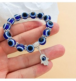 4Pcs Evil Eye Beaded Bracelet Blue Turkish Lucky Fatima Charm Stretch Bracelet for Women Men for Protection and Blessing Amul...