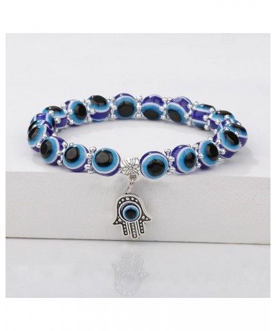 4Pcs Evil Eye Beaded Bracelet Blue Turkish Lucky Fatima Charm Stretch Bracelet for Women Men for Protection and Blessing Amul...