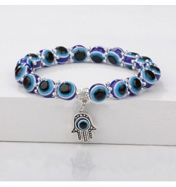 4Pcs Evil Eye Beaded Bracelet Blue Turkish Lucky Fatima Charm Stretch Bracelet for Women Men for Protection and Blessing Amul...