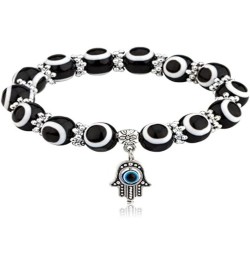 4Pcs Evil Eye Beaded Bracelet Blue Turkish Lucky Fatima Charm Stretch Bracelet for Women Men for Protection and Blessing Amul...