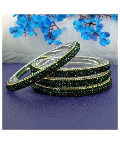 Rhinestone Bangle Bracelet CZ Crystal Bridal Wedding Party Bracelet Indian Bangle Set Fashion Jewelry for Women (2 Pcs) Style...