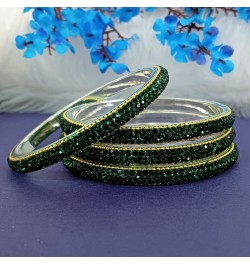 Rhinestone Bangle Bracelet CZ Crystal Bridal Wedding Party Bracelet Indian Bangle Set Fashion Jewelry for Women (2 Pcs) Style...