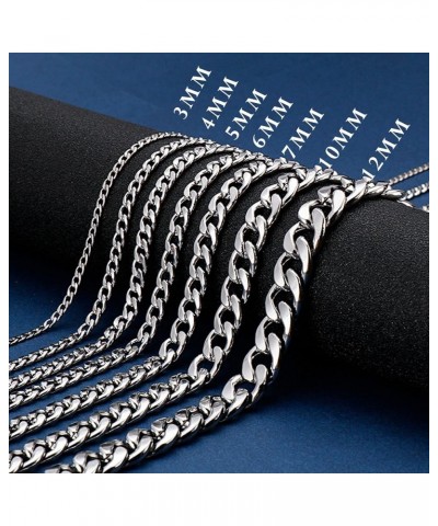 Cuban Chain Necklace 316L Stainless Steel Curb Link Chain for Women Men 3/4/5/6/7/10mm Width,18/20/22/24/26/28 inch Length 24...