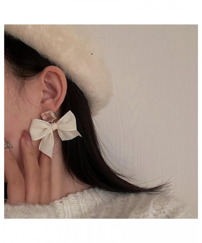 Black Bow Earrings for Women Rhinestone Clear Earrings Ribbon Bowknot Earrings Square Crystal Earrings for Women Girls Jewelr...