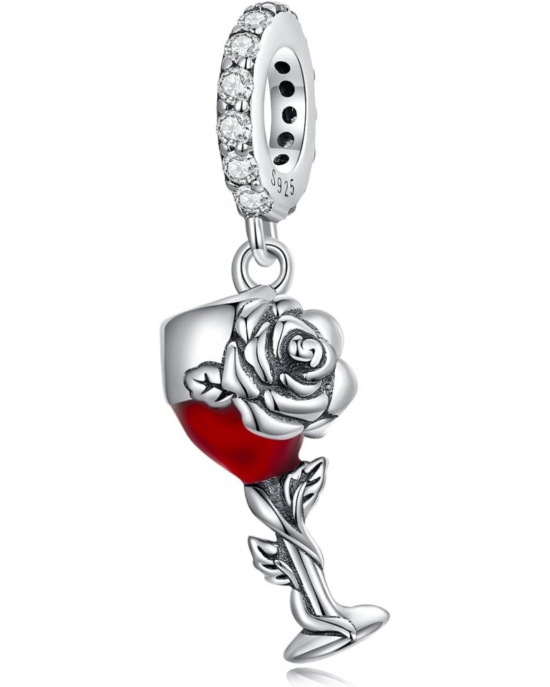 Wine Cup Pendant Charm 925 Sterling Silver Charm Fits For Pandora Bracelet Necklace $11.17 Bracelets