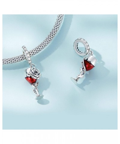 Wine Cup Pendant Charm 925 Sterling Silver Charm Fits For Pandora Bracelet Necklace $11.17 Bracelets