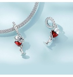 Wine Cup Pendant Charm 925 Sterling Silver Charm Fits For Pandora Bracelet Necklace $11.17 Bracelets