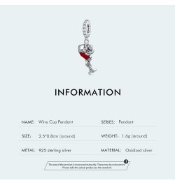 Wine Cup Pendant Charm 925 Sterling Silver Charm Fits For Pandora Bracelet Necklace $11.17 Bracelets