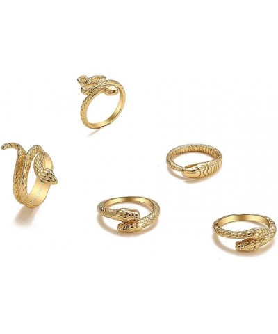 5 Pcs Snake Rings Set Ouroboros Wrap Open Rings Stackable Animal rings Adjustable Knuckle Rings for Men and Women Gold $7.82 ...