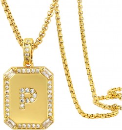 Initial Letter Pendant Necklace for Women,Square Gold Capital A-Z letter pendant necklace,Resizable Chain 20"-22", Gift Packe...