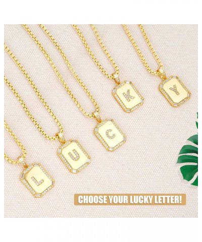 Initial Letter Pendant Necklace for Women,Square Gold Capital A-Z letter pendant necklace,Resizable Chain 20"-22", Gift Packe...