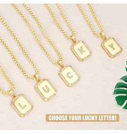 Initial Letter Pendant Necklace for Women,Square Gold Capital A-Z letter pendant necklace,Resizable Chain 20"-22", Gift Packe...