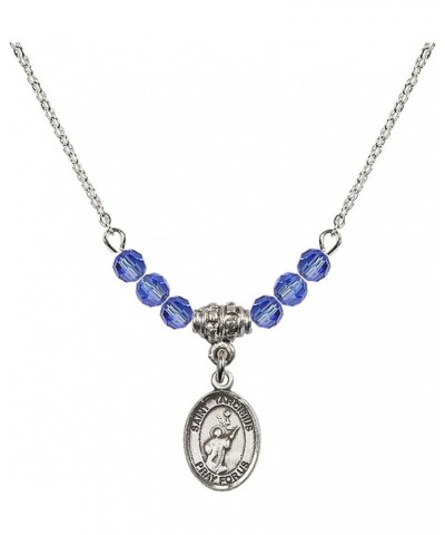 September Birth Month Bead Necklace with Catholic Patron Saint Petite Charm, 18 Inch Saint Tarcisius $27.25 Necklaces