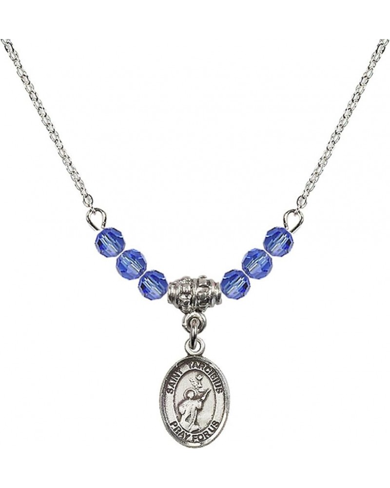 September Birth Month Bead Necklace with Catholic Patron Saint Petite Charm, 18 Inch Saint Tarcisius $27.25 Necklaces