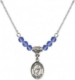 September Birth Month Bead Necklace with Catholic Patron Saint Petite Charm, 18 Inch Saint Tarcisius $27.25 Necklaces