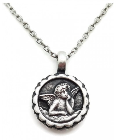 Seaside Day Silvertone Guardian Angel Pendant Necklace Pacific & Peach Crystal 23439 $38.71 Necklaces