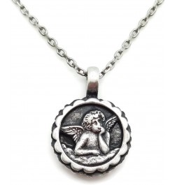 Seaside Day Silvertone Guardian Angel Pendant Necklace Pacific & Peach Crystal 23439 $38.71 Necklaces