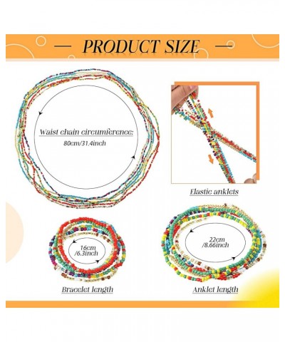 18 Pcs Beads for Waist Beads Chains for Women African Waist Ankle Bracelets Body Chains, Stretchy Waist Beads Chain Elegant S...