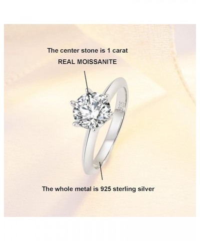 Moissanite Wedding Ring, Classic 1-3ct Engagement Ring for Women, 925 Sterling Silver D Color VVS Diamond Ring with Certifica...