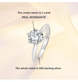 Moissanite Wedding Ring, Classic 1-3ct Engagement Ring for Women, 925 Sterling Silver D Color VVS Diamond Ring with Certifica...