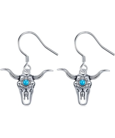 Boho Turquoise/Cow Skull/Cowboy Hat Boots 925 Sterling Silver Western Earings cowgirl country Jewelry Gift for Women Girl Cow...