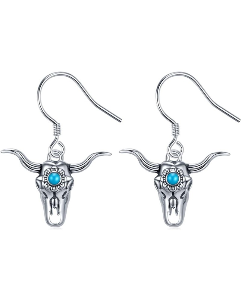 Boho Turquoise/Cow Skull/Cowboy Hat Boots 925 Sterling Silver Western Earings cowgirl country Jewelry Gift for Women Girl Cow...